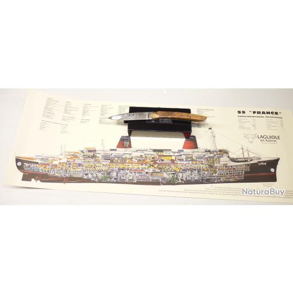 Couteau Laguiole Origine Paquebot FRANCE LE MARINE bois teck série limitée- certificat d'origine