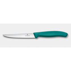 Couteau à Steak et Pizza Victorinox Swiss Classic - Lame Dentelée 11 cm - manche kale green