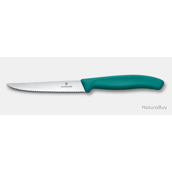Couteau  Steak et Pizza Victorinox Swiss Classic - Lame Dentele 11 cm - manche kale green