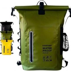 Sac Sec Étanche 30 L PVC Rafting, Kayak Plongée Trekking MOLLE Poche Téléphone Réfléchissant Vert