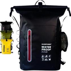 Sac Sec Étanche 30 L PVC Rafting, Kayak Plongée Trekking MOLLE Poche Téléphone Réfléchissant Noir
