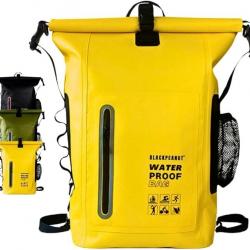 Sac Sec Étanche 30 L PVC Rafting, Kayak Plongée Trekking MOLLE Poche Téléphone Réfléchissant Jaune