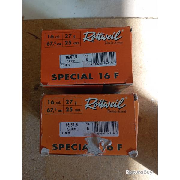 Vend 2 boites de 25 cartouches calibre 16 numro 6
