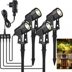 Lot de x4 éclairage de jardin LED, chaud blanc 3200K LED éclairage, IP65 éclairage étanche extérieur