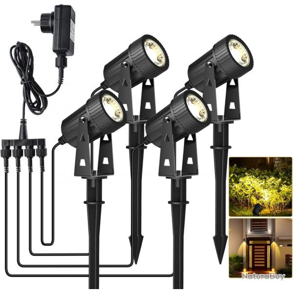 Lot de x4 clairage de jardin LED, chaud blanc 3200K LED clairage, IP65 clairage tanche extrieur