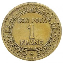 Monnaie France - 1923 - 1 franc Chambres de commerce (Grade : TB) - Ref N0031