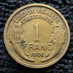 Monnaie France - 1936 - 1 franc Morlon Cupro-aluminium (Grade : AB) -Ref N1558