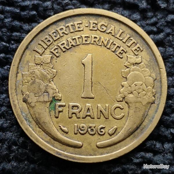 Monnaie France - 1936 - 1 franc Morlon Cupro-aluminium (Grade : AB) -Ref N1558