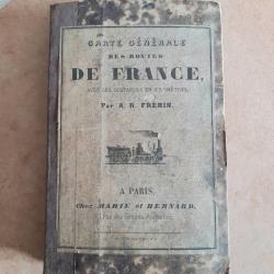 Ancienne carte de France 1856 Frémin toilée 88 cm x 59 cm