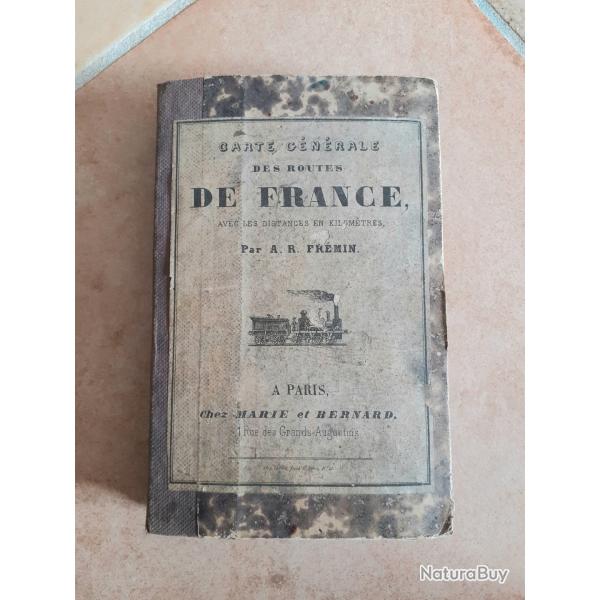 Ancienne carte de France 1856 Frmin toile 88 cm x 59 cm