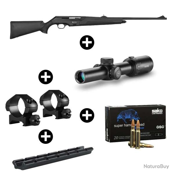 Pack battue Arttech Semi-Automatique Prima 308 Win + Lunette Hawke 1-8x24 Circle Dot (8x)