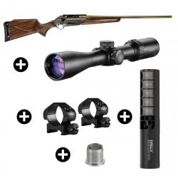 Pack affût Benelli Lupo Bois + Lunette Hawke Vantage 3-9x42 + Modérateur Hausken JD224 Lite MK2 6,80