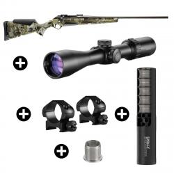 Pack affût Benelli Lupo Grey Elevated II + Lunette Hawke Vantage 3-9x42 + Modérateur Hausken JD224 L