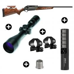 Pack affût Benelli Lupo Bois avec busc + Lunette Burris Four XE 3-12x56 + Modérateur Hausken JD224 L