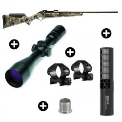 Pack affût Benelli Lupo Grey Elevated II + Lunette Burris Four XE 3-12x56 + Modérateur Hausken JD224