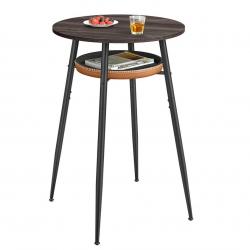 Table de bar avec rangement table haute ronde PU avec coutures style moderne mi-siècle bar cuisine