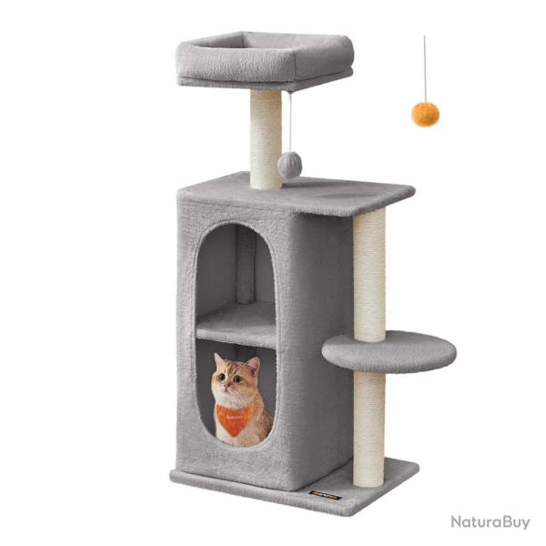 Petit arbre à chat avec 2 grottes poteaux à griffer 45 x 35 x 101 cm pour les foyers multi-chats gr