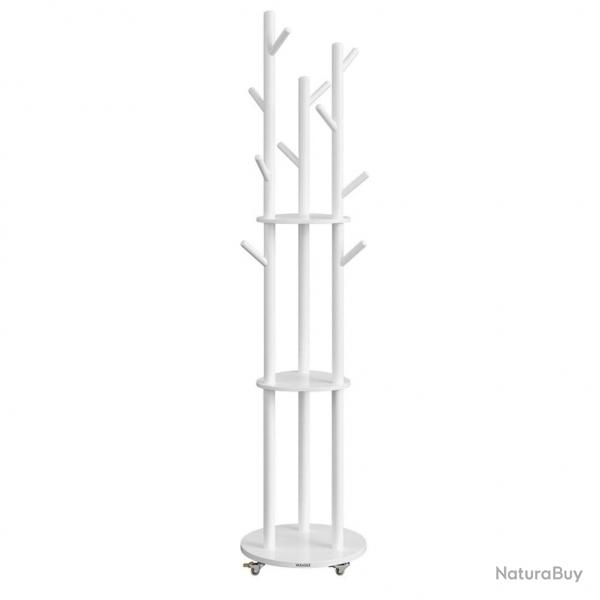 Portemanteau avec 11 crochets et 3 étagères 4 roulettes pivotantes à 360° mobile crochet et poteau