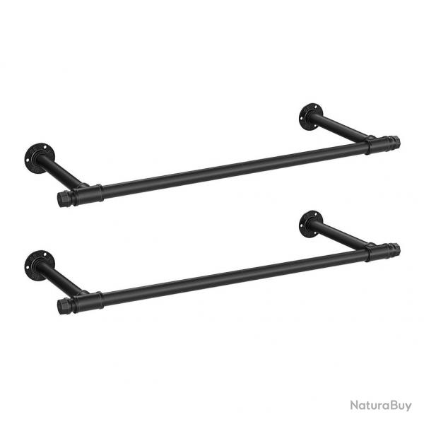 Tringle vêtement murale porte-manteau mural penderie style industriel gain de place 30 x 84 x 7 cm