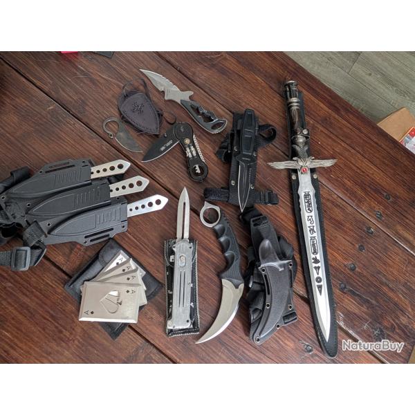Lot couteaux  de chasse - peche - ou airsoft en lot ou a l'unit