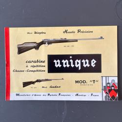 Catalogue, carabine, unique,  modèle dioptra et audax modèle t 22lr  short 22 magnum