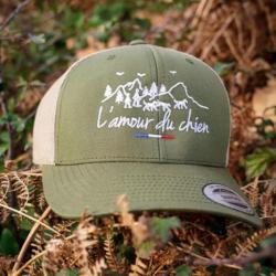 Casquette kaki chasse tricolore amour du chien