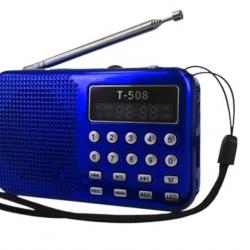 Radio FM Lecteur MP3 Support Carte TF/USB Lampe-Torche Rechargeable Bleu