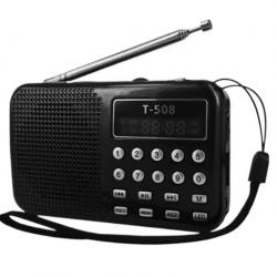 Radio FM Lecteur MP3 Support Carte TF/USB Lampe-Torche Rechargeable Noir