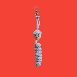 Adorable Petite Chenille Bleue Porte Bonheur Porte Clés Crochet Fait Main Neuf *LIVRAISON GRATUITE*