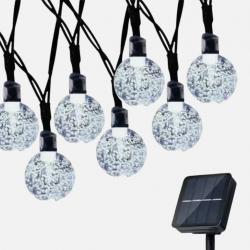 Guirlande Solaire Extérieur Cristal 8 Modes Étanche IP65 Fête Jardin Blanc 12 m - 100 led