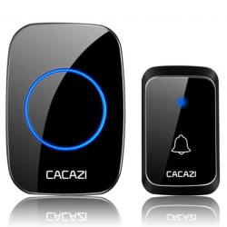 Sonnette sans fil étanche à piles 300M portée 36 mélodies maison commerce Noir