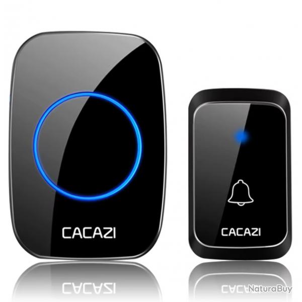 Sonnette sans fil tanche  piles 300M porte 36 mlodies maison commerce Noir