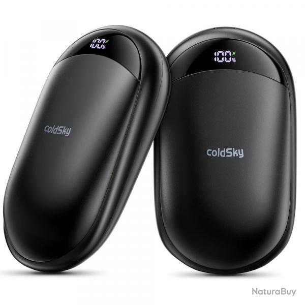 Chauffe-mains rechargeables 2 paquets magnétiques 3 réglages chauffage rapide électrique noir