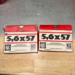 LOT DE 24 BALLES CALIBRE 5.6X57 RWS BALLE POINTE CONIQUE  74 GRS