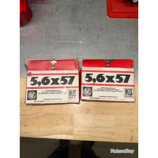 LOT DE 24 BALLES CALIBRE 5.6X57 RWS BALLE POINTE CONIQUE  74 GRS