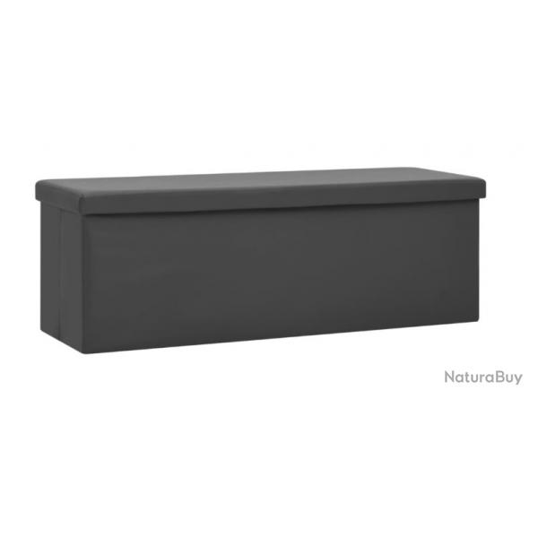 Banc de rangement pliable gris 110x38x38 cm PVC MDF pratique gain de place intrieur