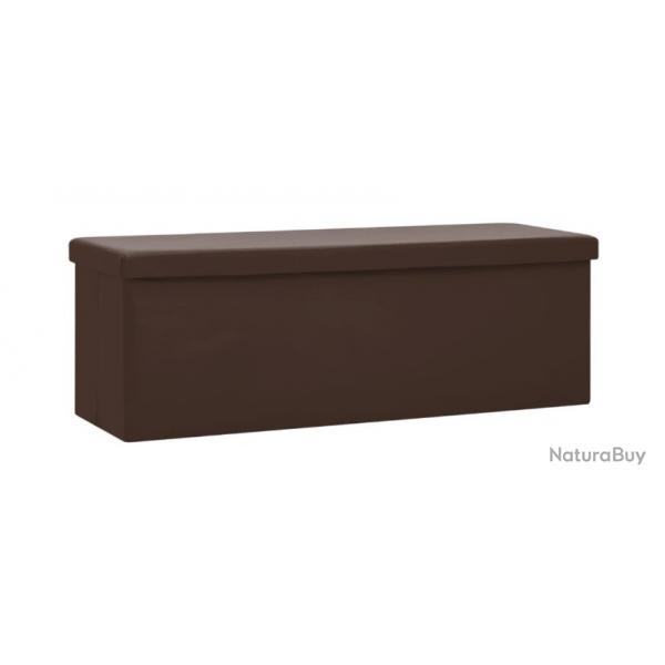 Banc de rangement pliable marron 110x38x38 cm PVC MDF pratique gain de place intrieur