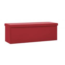 Banc de rangement pliable rouge bordeaux 110x38x38 cm PVC MDF pratique gain de place intérieur