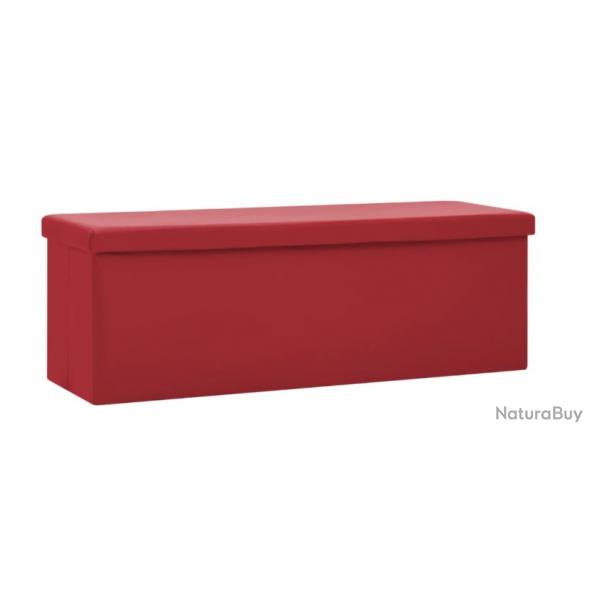 Banc de rangement pliable rouge bordeaux 110x38x38 cm PVC MDF pratique gain de place intrieur