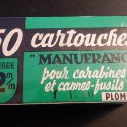 Boite 50 cartouches cal 12  MANUFRANCE - Boite encore emballée