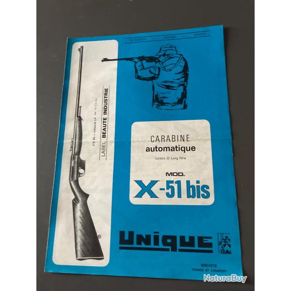 Notice dpliant carabine automatique x51 x-51 bis unique