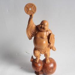 Bouddha rieur bois sculpté