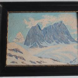 Tableau peinture Montagne Alpes Suisse E. Leemann 1932