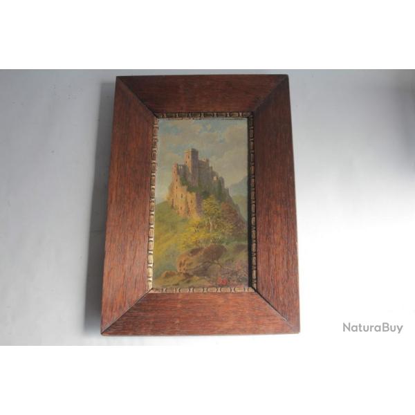 Tableau peinture Ren Bruchet Chteau Ruine Rhin