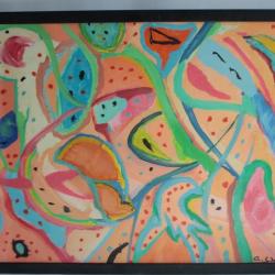 Peinture à l'huile Rose CHARREY
