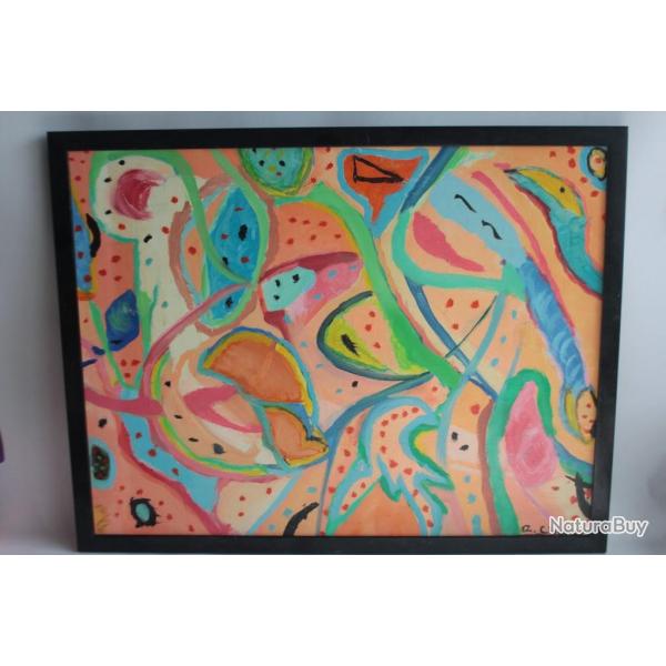 Peinture  l'huile Rose CHARREY