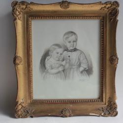 Dessin original crayon enfant Suisse Schweizer-Hirzel XIXe siècle