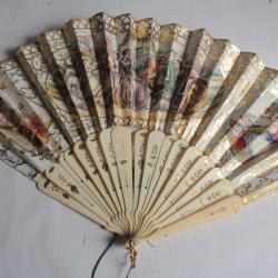Éventail en os XIXe siècle