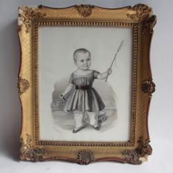 Dessin original crayon enfant Suisse Schweizer-Hirzel XIXe siècle
