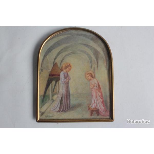 Peinture miniature Annonciation Vierge Marie d'aprs Fra Angelico